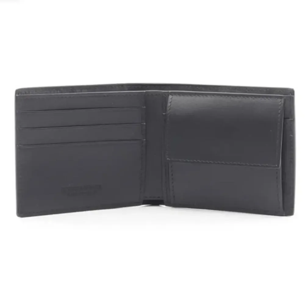 NEW Bottega Veneta Cassette Intreccio Leather Bifold Wallet Black Italy Designer